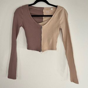 2 Piece Block Color Style Crop Top